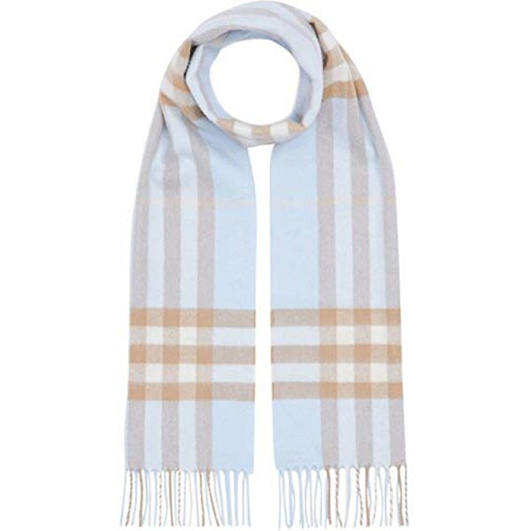 Burberry Uni Pale Blue Arctic Beige Check Cashmere Scarf. Opens flyout.
