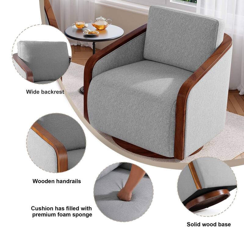 Chenille Modern 360°Swivel Barrel Chair Round Base