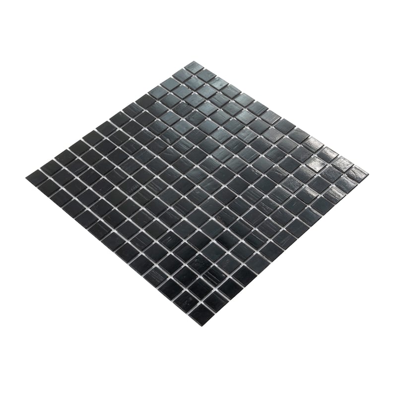 Apollo tile 12" x 12" Celestial Glossy Black Glass Tile (20 sq ft/case) - 20 Pack