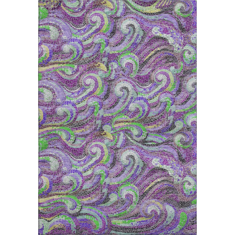 Premium Washable Super Soft Contemporary Mosaic Wave Mayfield Rug