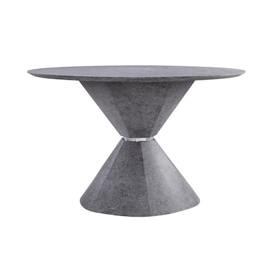Davola Grey Faux Concrete Dining Table with Pedestal