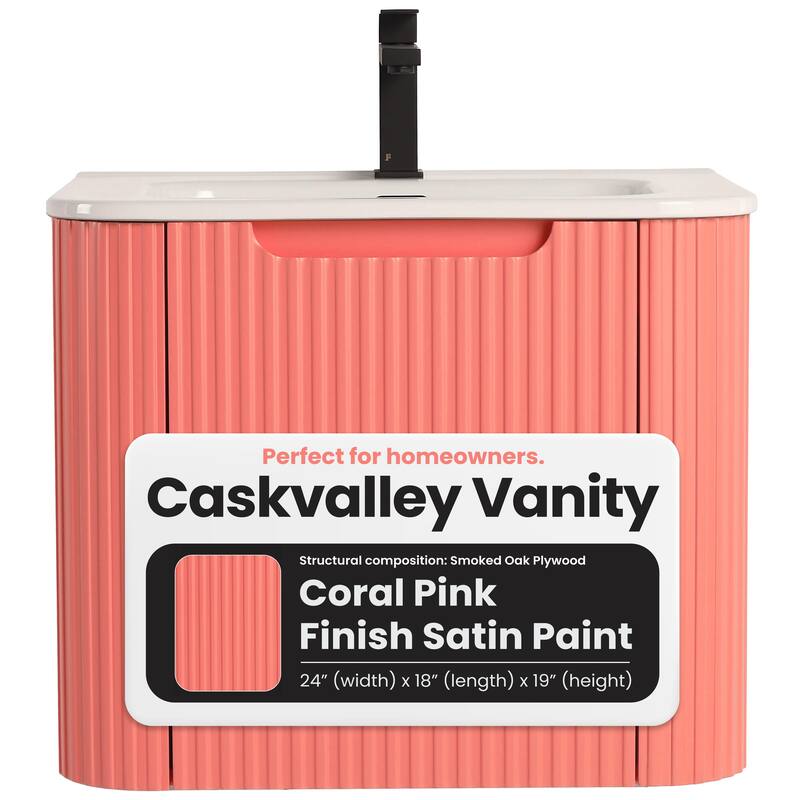 Caskvalley Modern Bathroom Vanity with Straight Fluted Design - Sink Included