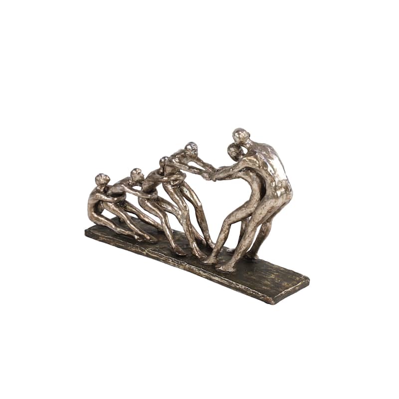 Polystone People Sculpture - Silver - Roche River Decor - 3"W x 13"L x 8"H