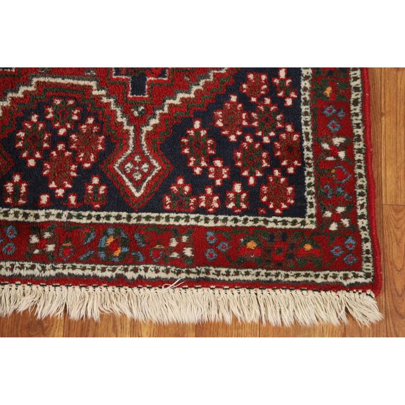 Hand Knotted Oriental 100% Wool Carpet Traditional Geometric Red Sirjan Area Rug - 4' 8'' X 3' 3''