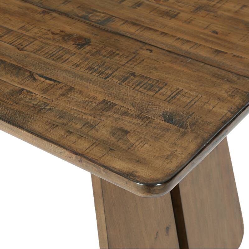 63-Inch Solid Pine Dining Table Rustic Wooden Kitchen Table - N/A