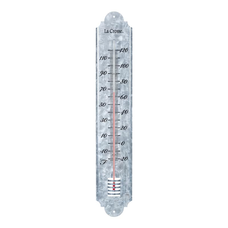 La Crosse 204-1550 19.50" Galvanized Metal Analog Vertical Thermometer