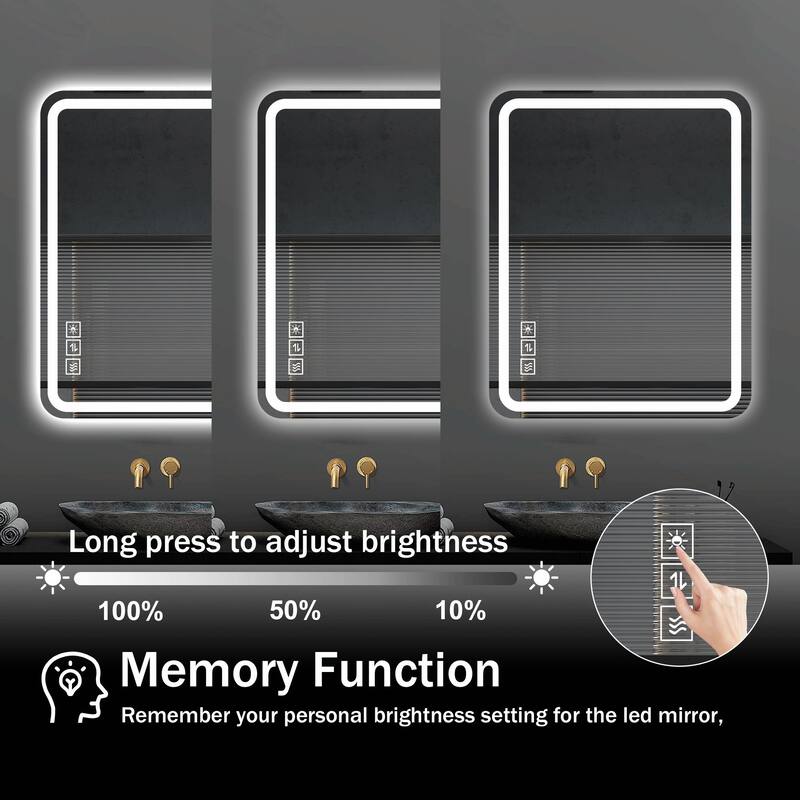 40x32 Inch LED Bathroom Mirror with Anti-Fog and Front Lights - Clear