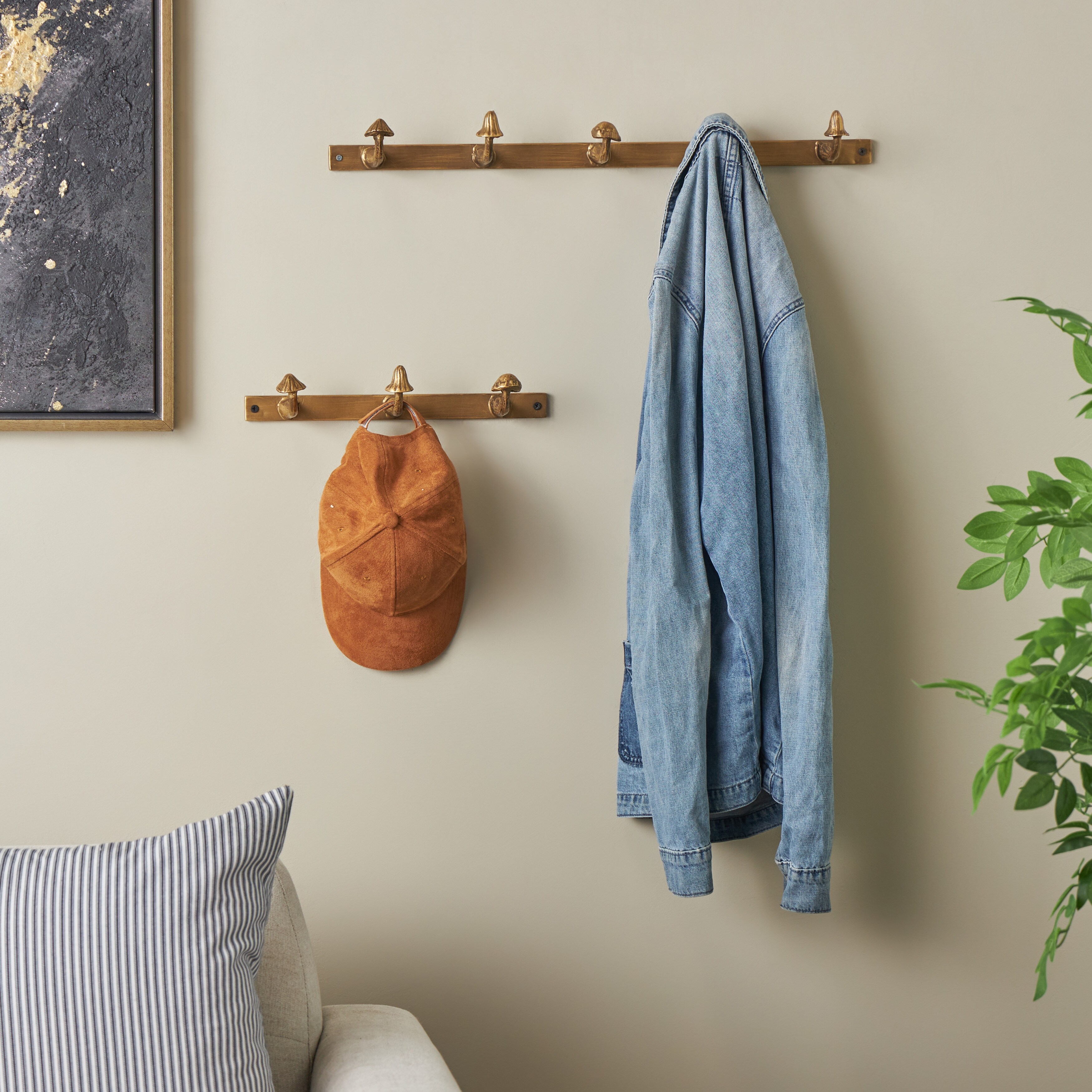 Metal Mushroom Hanger Wall Hook Set of Gold Roche River