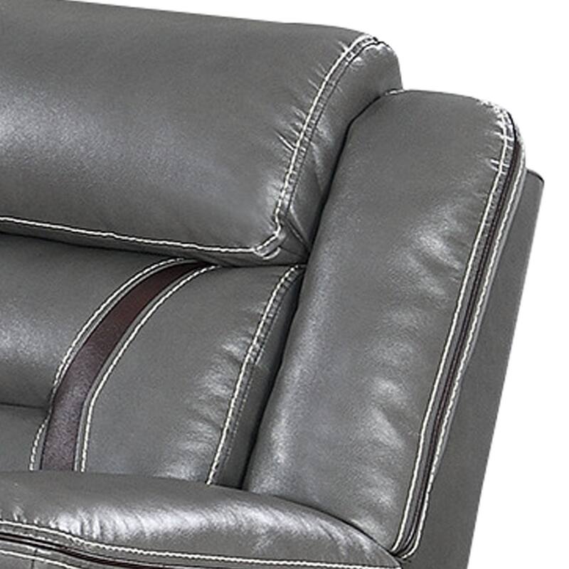 80 Inches Leatherette Motion Sofa with Pillow Arms, Gray
