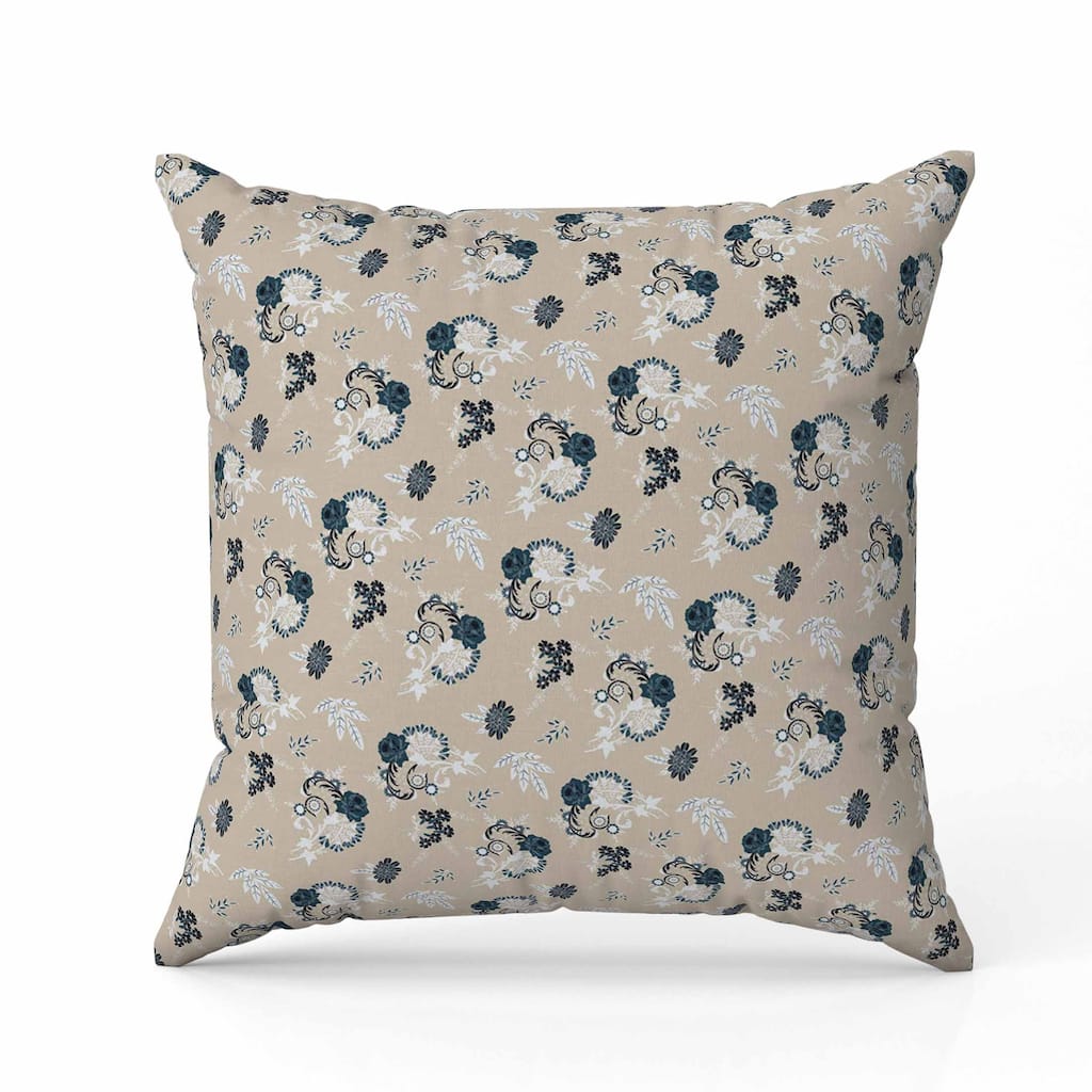 Rose Dreams Faux Suede Reversible Throw Pillow Beige and Blue