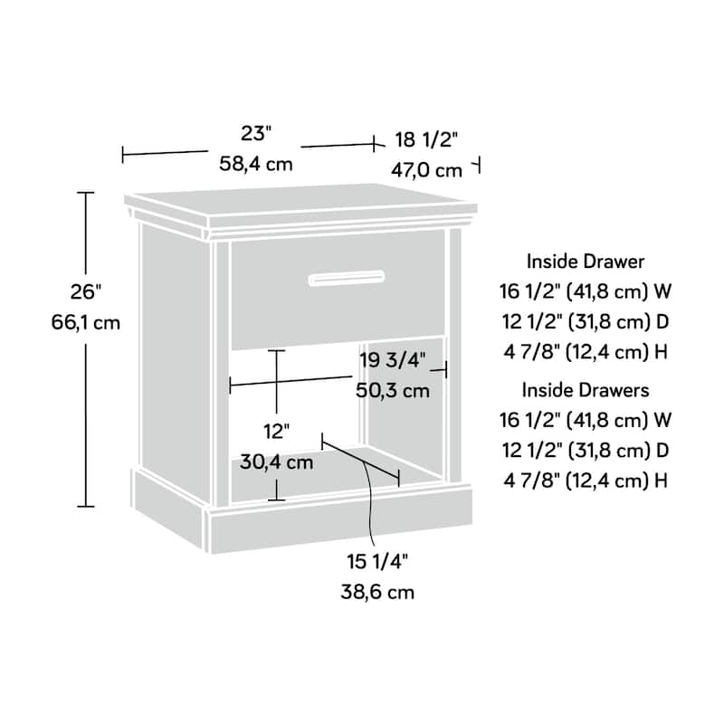 Engineered Wood Farmhouse Night Stand with Open Shelf and Smooth Drawer, Brown