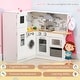 preview thumbnail 6 of 7, Qaba Corner Play Kitchen Set with Sound Effects and Tons of Countertop Space, Large Wooden Kitchen with Washing Machine