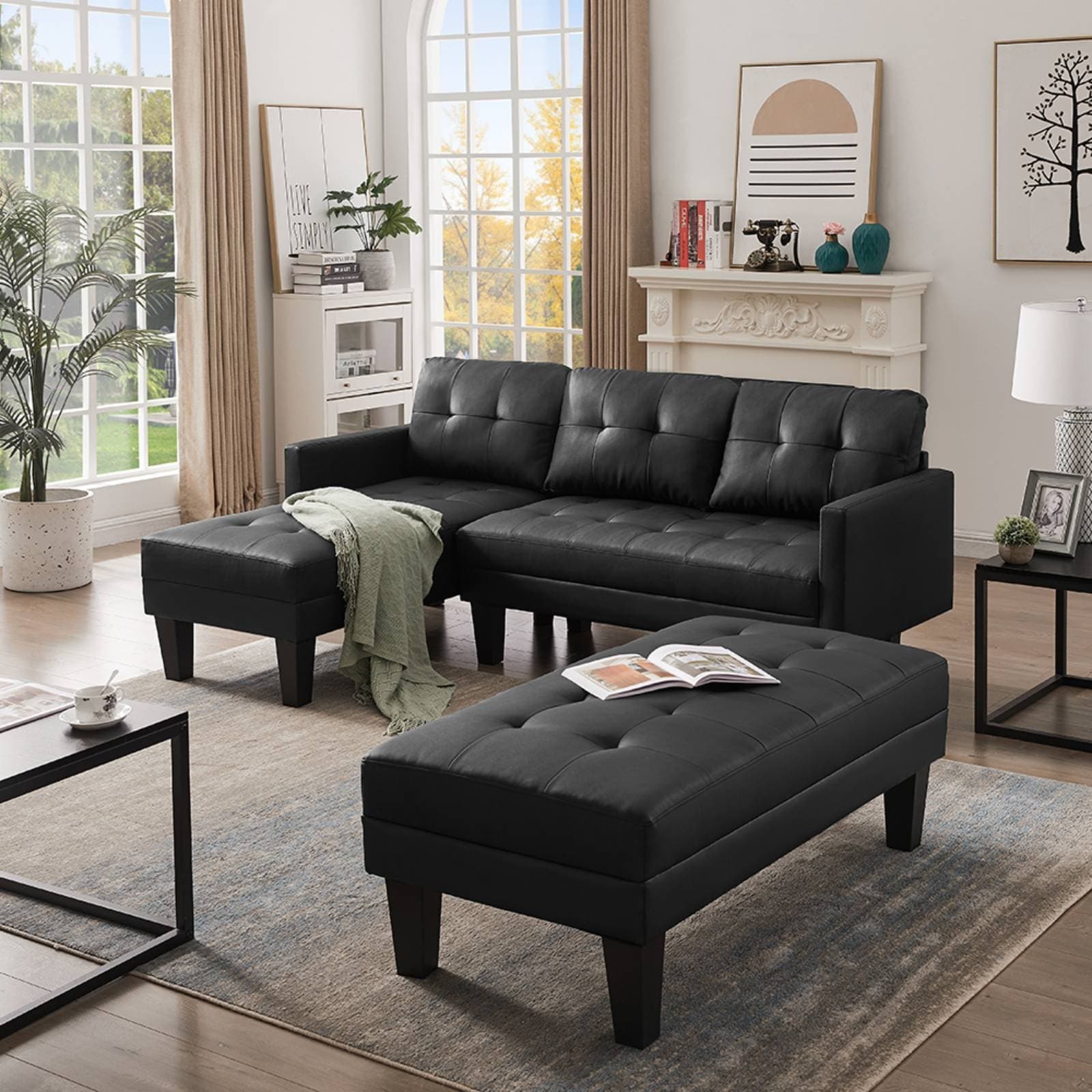 L shaped clearance ottoman bench