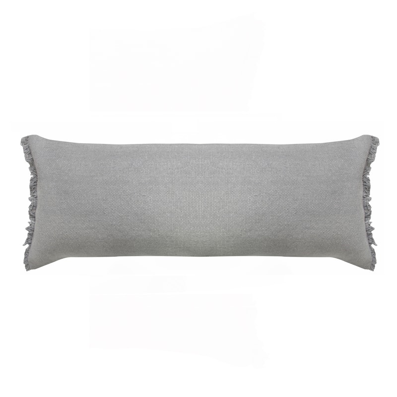 Sevita Light Gray Solid Stonewash Throw Pillow with Fringe