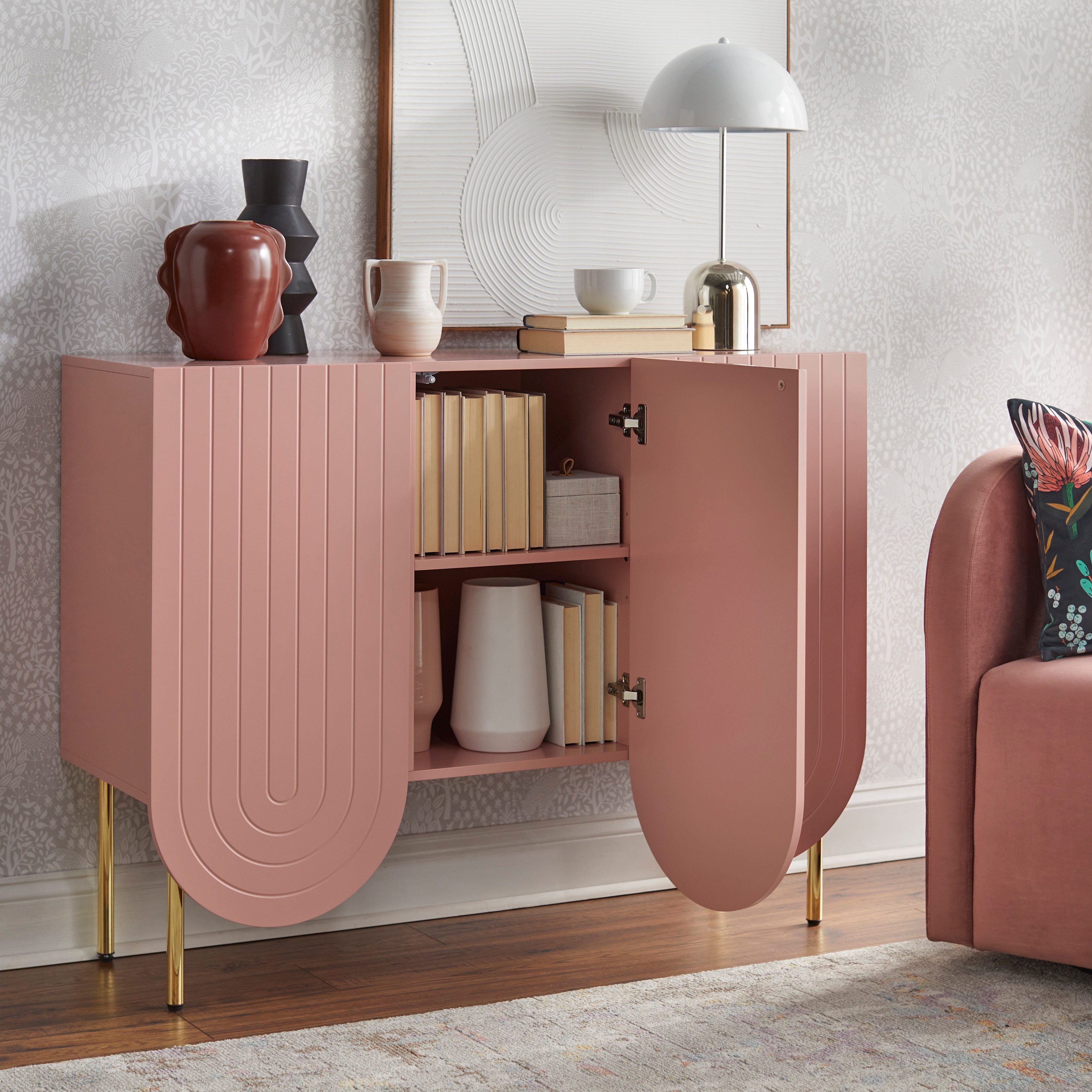Lifestorey Ingrid 3-Door Scalloped Mid-Century Sideboard