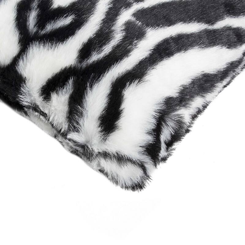 12" x 20" x 5" Denton Zebra Black and White Faux Pillow 2 Pack