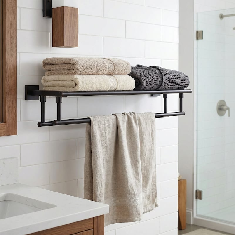 WOWOW Two Towel Holders Wall mounted Towel Rack