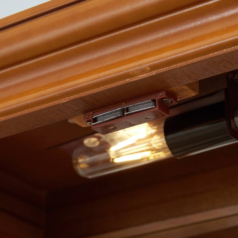 Lighted Curio Display Cabinet with Tempered Glass Doors, Curio Cabinet with Adjustable Shelves & Mirrored Back Panel