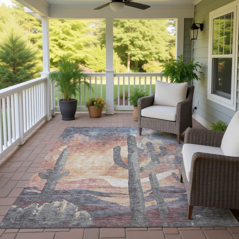 Machine Washable Indoor/ Outdoor Desert Inspiration Chantille Rug