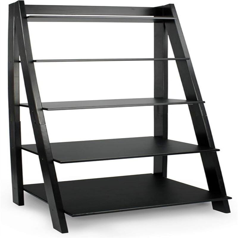 5 Shelf Ladder - 17.32"D x 17.32"W x 62.2"H - Black - 17.32"D x 17.32"W x 62.2"H