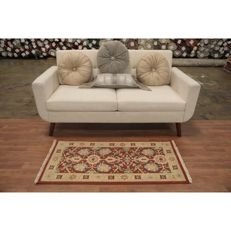 Hand Knotted Oriental 100% Wool Carpet Traditional All-Over Brown Ziegler Area Rug - 4' 0'' X 2' 0''