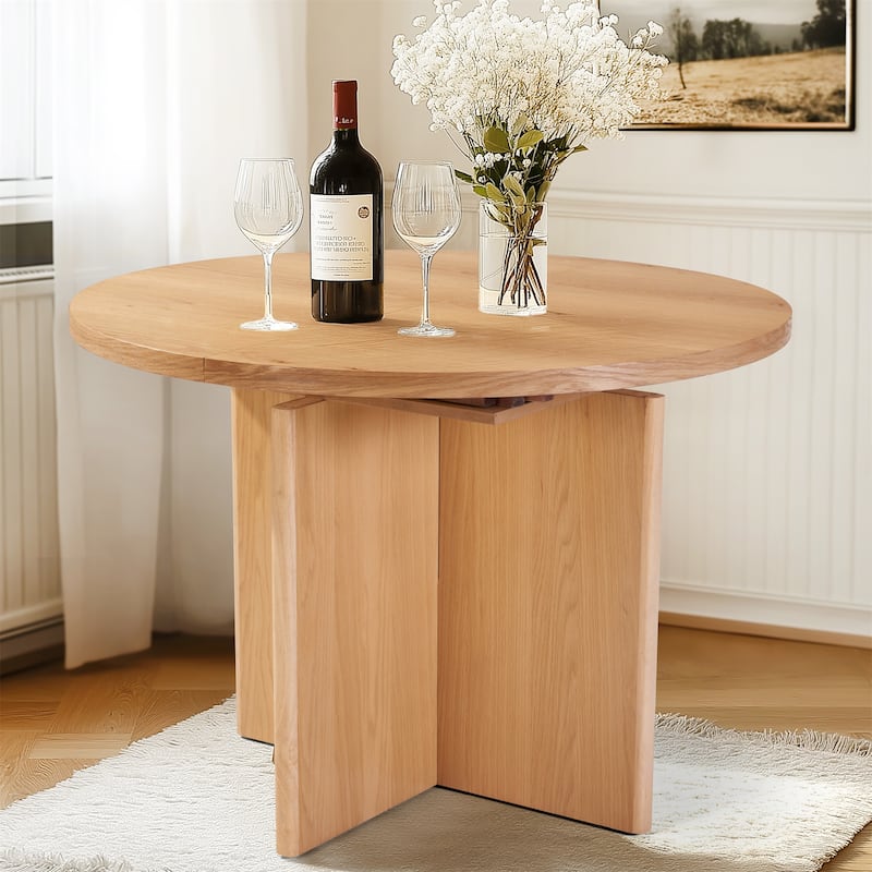 Extendable Solid Wood Dining Table for Small Spaces - Light Oak