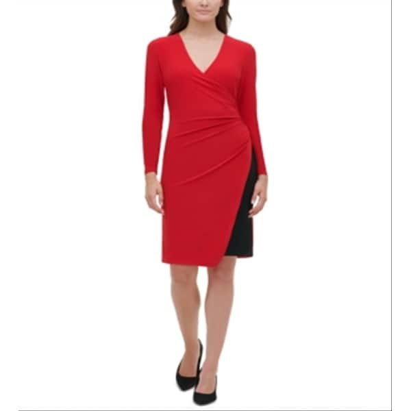 Tommy Hilfiger Women's Ruched Sheath Dress Red Size Petite Bed