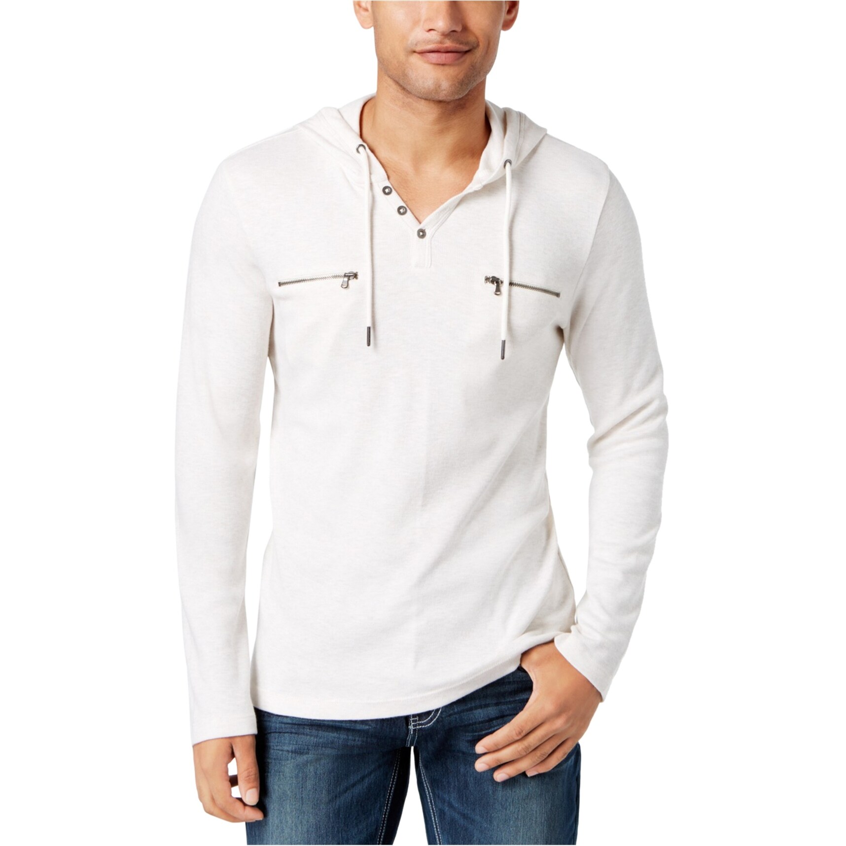 hooded henley sweater