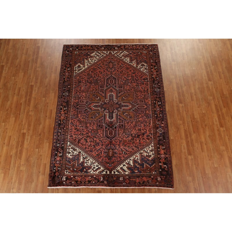 Vintage Traditional Geometric Heriz Persian Wool Area Rug Hand-knotted - 6'9" x 9'9"