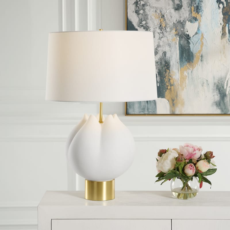 Uttermost In Bloom White Table Lamp - 26"H, Shade 11"H x 18"Dia.