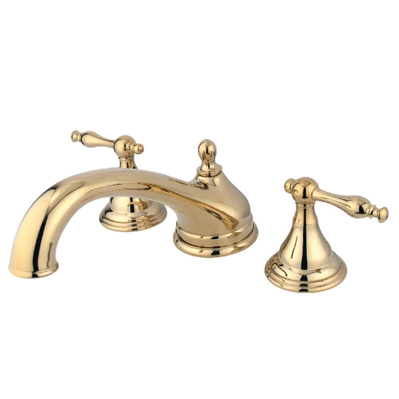 Kingston Brass Naples Deck Mounted Roman Tub Filler with Lever Handles - Polished Brass