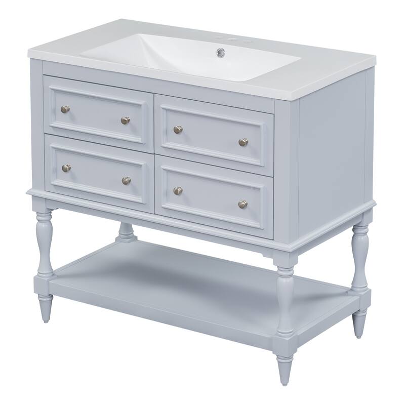 Bathroom Vanity Cabinet Free Standing Vanity Set with 4 Drawers