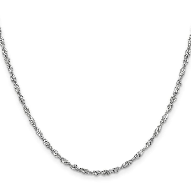 Curata 14k White Gold 1.9mm Singapore Chain Bracelet