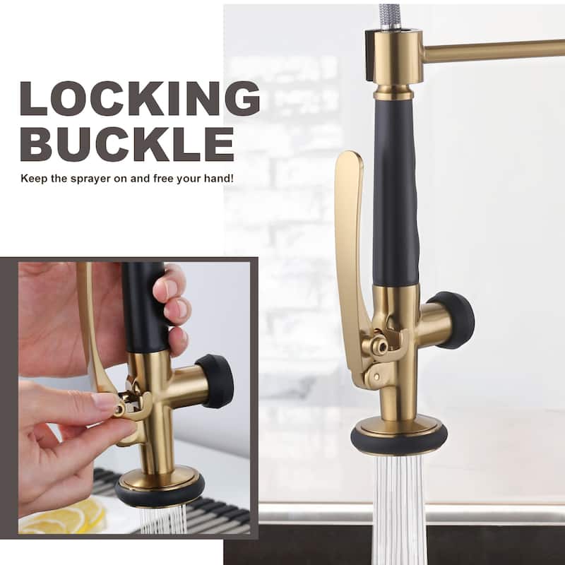 WOWOW Commercial Kitchen Faucet with Pre-Rinse Sprayer