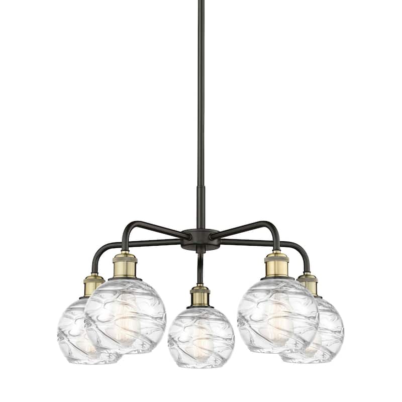 Innovations Lighting 516-5CR-15-24 Athens Deco Swirl Chandelier Athens - Black Antique Brass / Clear Deco Swirl