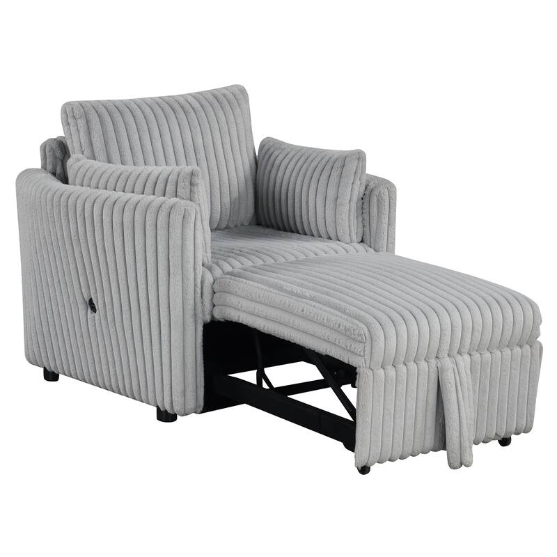 Modern Fabric Sleeper Single Sofa with USB and 2 pillows