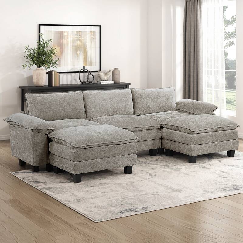 Fremont & Park Terra Chenille 5-Piece Modular Sectional Sofa - Ottoman