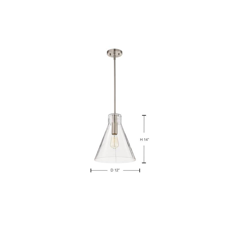 Gianna 1 Light Medium Pendant Brushed Nickel Finish Clear Glass - Brushed Nickel