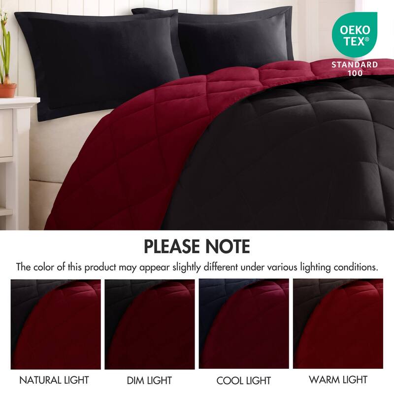 Madison Park Essentials Windsor 3M Scotchgard Diamond Quilting Reversible Down Alternative Comforter Set