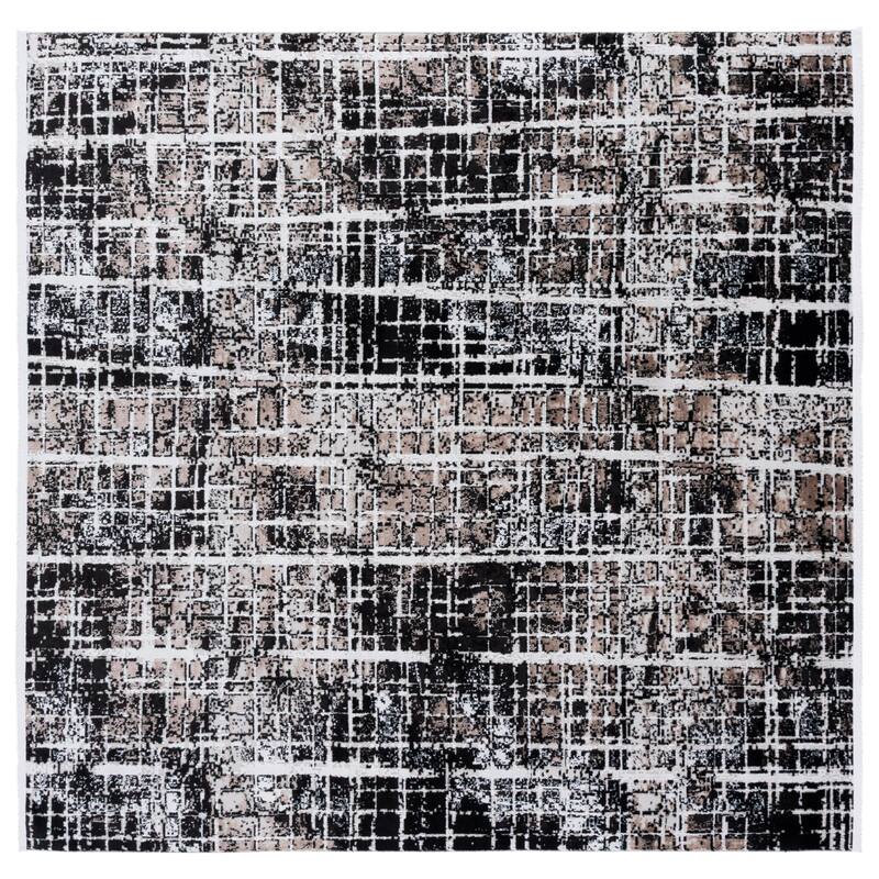 SAFAVIEH Mila Arnetta Modern & Contemporary Rug - 6'7" Square - Brown/Black Ivory