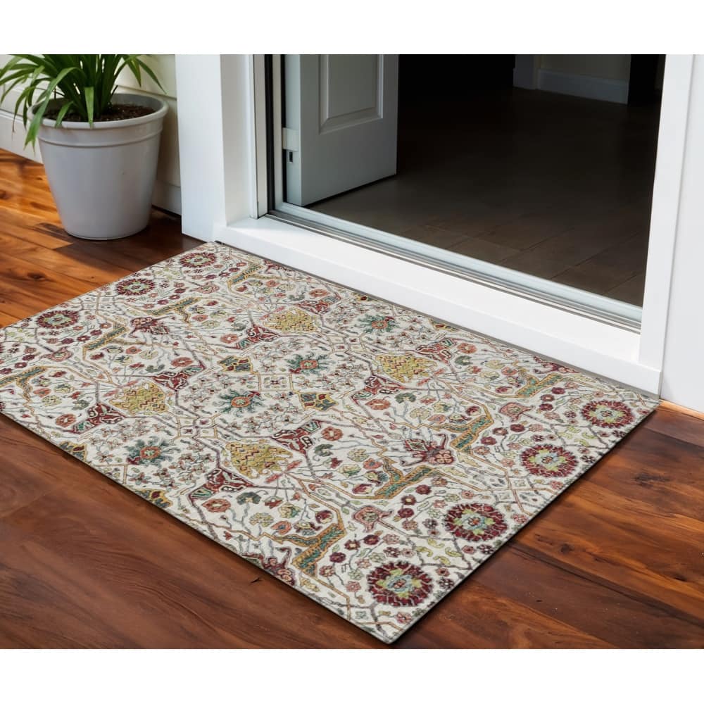 HomeRoots Floral Transitional Rectangle Outdoor Rug