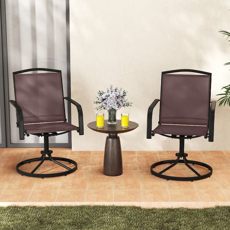 Gymax Patio Swivel Chairs Set of 4 w/ High Back & Round Metal Base for