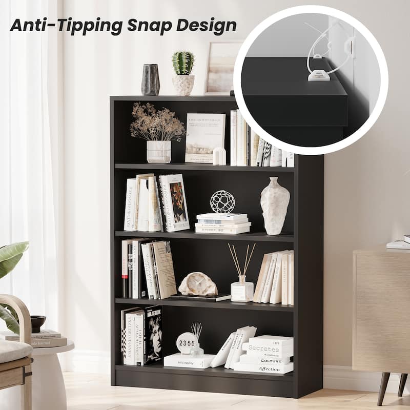 4 Shelf boockase Display Bookcase Freestanding Wooden Bookshelves for Home Office Living Room,48 Inch Height
