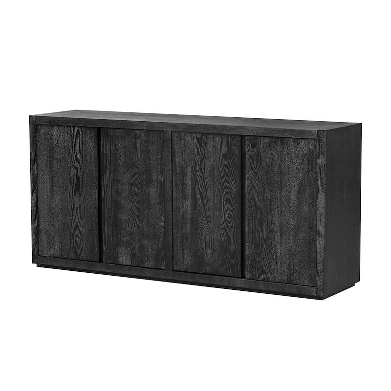 Four-Door Sideboard Buffet with Ash Veneer Finish and Adjustable Shelves for Living Room Storage