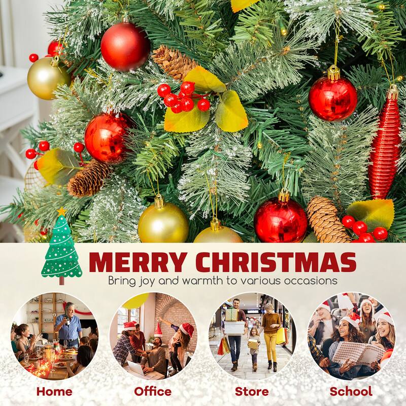 Gymax 5/7.5/9 FT Artificial Xmas Tree w/ 1416 Branch Tips 560 Warm