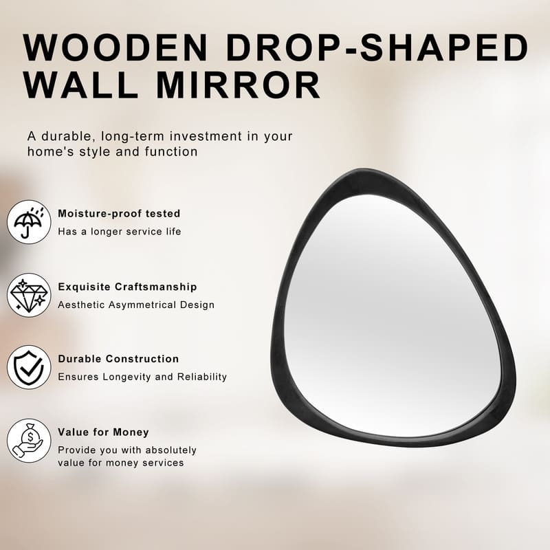 Irregular Mirror Asymmetrical Wood Wall Mirror