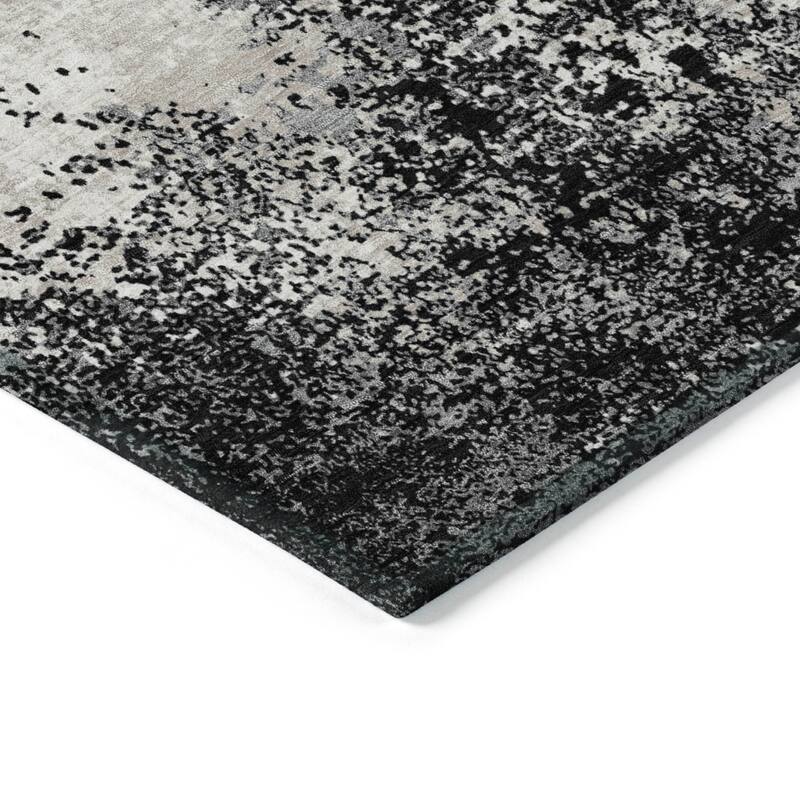 Machine Washable Indoor/ Outdoor Abstract Pixels Chantille Rug