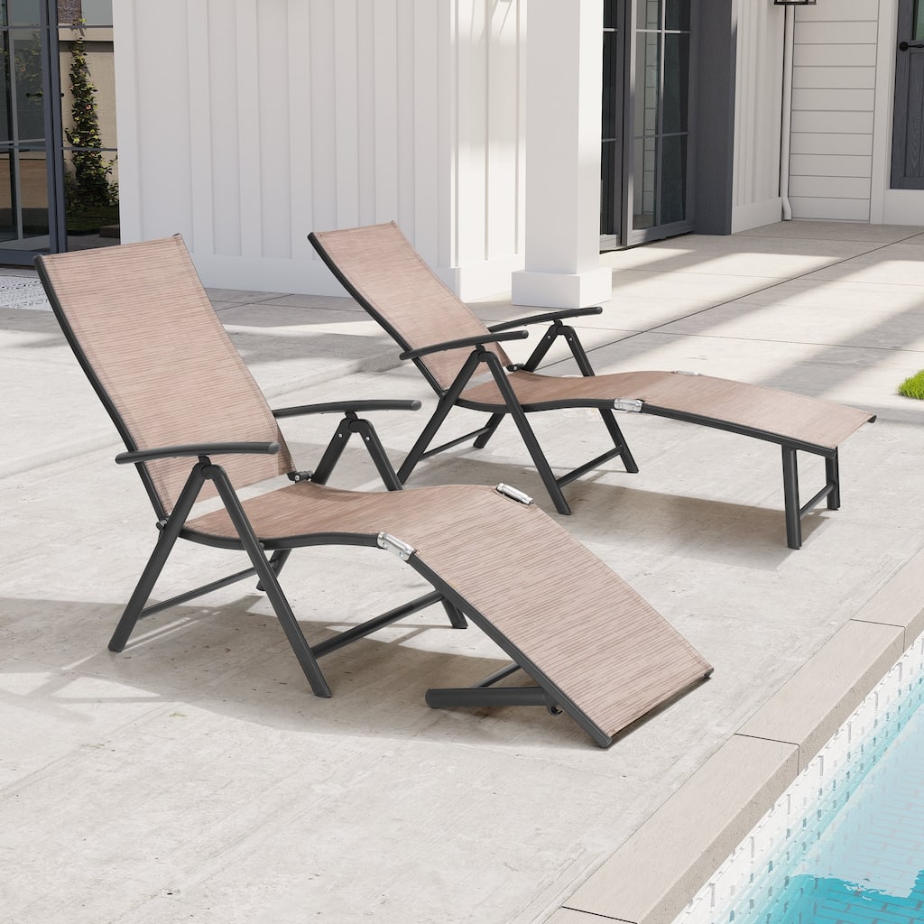 Outdoor Aluminum Chaise Lounge Adjustable Foldable Lounge Chairs