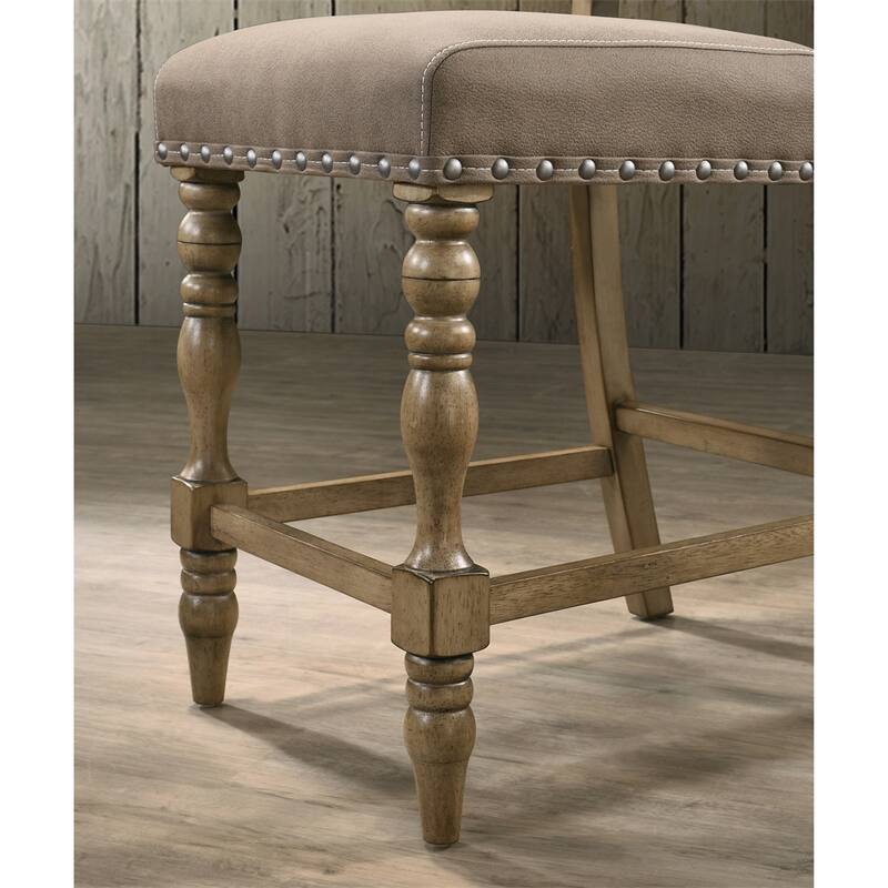 2 PCS Birmingham Script Printed Driftwood Counter Height Dining Chair