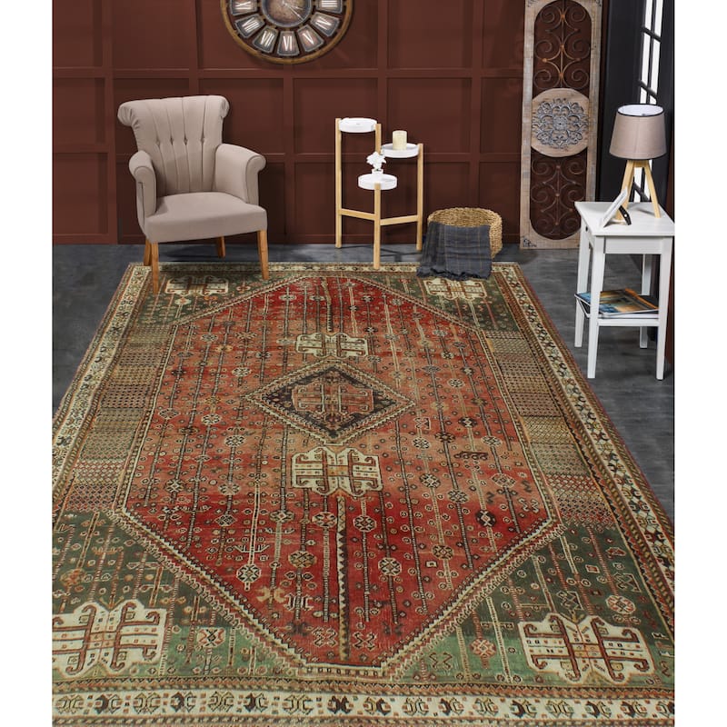 Semi-Antique Jerry Rust/Ivory Rug - 5'5" x 8'1"